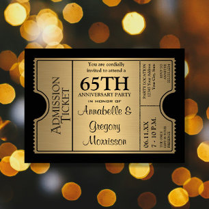 Gouden Ticket Stijl 65e Huwelijksjubileumfeest Kaart
