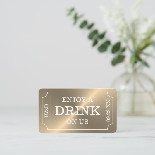 Gouden Ticket Stijl "Geniet Van Een Drankje Op Ons Informatiekaartje (Staand voorkant)