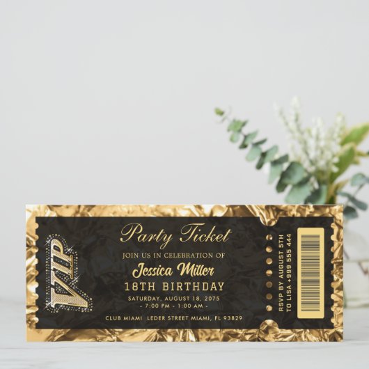 gouden ticket uitnodigingen (Staand voorkant)