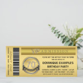 Gouden Ticket VIP 70ste Verjaardagsfeest Kaart (Staand voorkant)