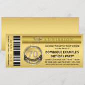 Gouden Ticket VIP 70ste Verjaardagsfeest Kaart (Voorkant / Achterkant)
