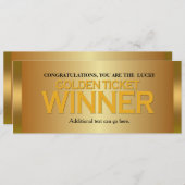 GOUDEN TICKET WINNAAR Verjaardagsfeest Uitnodiging (Voorkant / Achterkant)