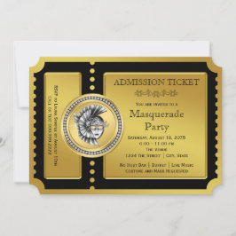 Gouden Ticket Zwart en Goud Maskerade Feest Kaart