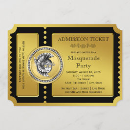 Gouden Ticket Zwart en Goud Maskerade Feest Kaart