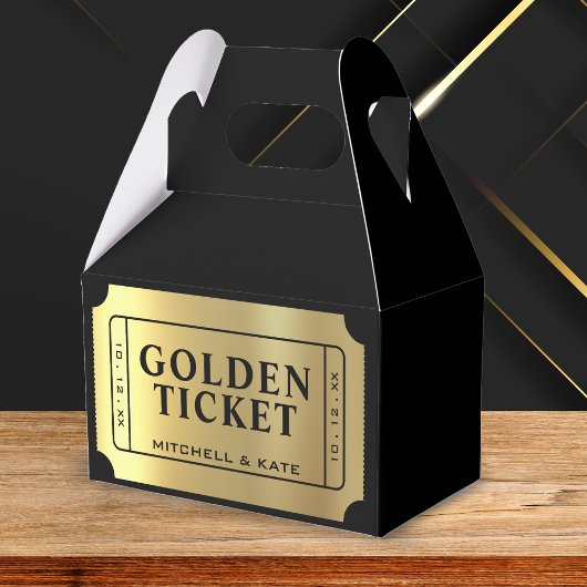 Gouden Ticket Zwart & Goud Bruiloft Bedankdoosjes