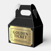 Gouden Ticket Zwart & Goud Bruiloft Bedankdoosjes (Voorkant Zijde)