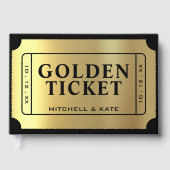 Gouden Ticket Zwart & Goud Trouwen Gastenboek (Voorkant)