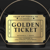 Gouden Ticket Zwart & Goud Trouwen Kaart