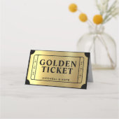 Gouden Ticket Zwart & Goud Trouwen Plaatskaartje (Achterkant)