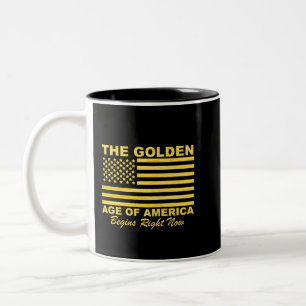Gouden Tijdperk Amerika Gouden Tijdperk van Ameri Tweekleurige Koffiemok