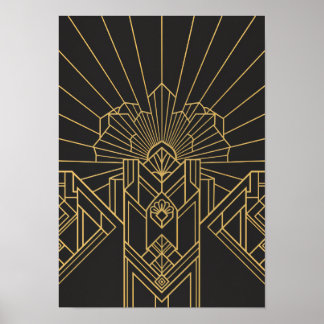 Gouden Tijdperk Middernacht Art Deco Geometrie Kun Poster