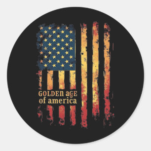 Gouden Tijdperk Van Amerika Trump Patriottische Pr Ronde Sticker