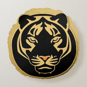 Gouden Tijger Crest Embleem Rond Kussen