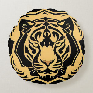 Gouden Tijger Crest Embleem Rond Kussen