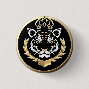 Gouden Tijger Crest Embleem Ronde Button 3,2 Cm