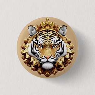 Gouden Tijger Crest Embleem Ronde Button 3,2 Cm