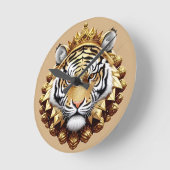 Gouden Tijger Crest Embleem Ronde Klok (Hoek)