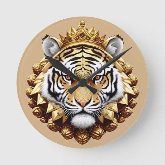 Gouden Tijger Crest Embleem Ronde Klok (Voorkant)