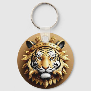 Gouden Tijger Crest Embleem Sleutelhanger
