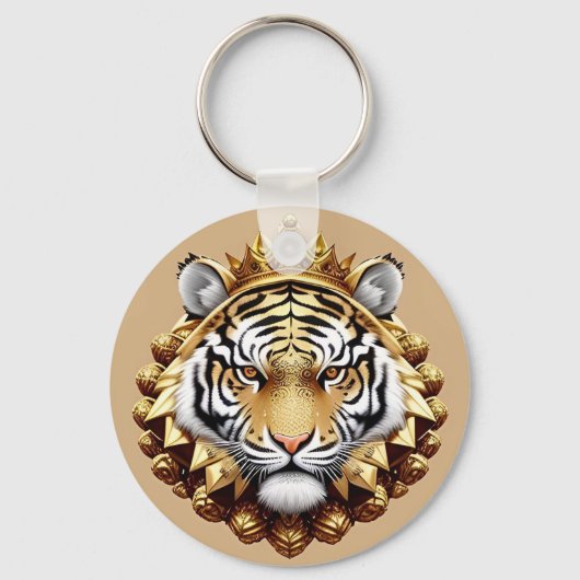 Gouden Tijger Crest Embleem Sleutelhanger (Voorkant)