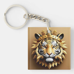 Gouden Tijger Crest Embleem Sleutelhanger