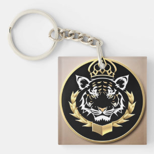 Gouden Tijger Crest Embleem Sleutelhanger