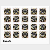 Gouden Tijger Crest Embleem Vierkante Sticker (Vel)