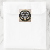 Gouden Tijger Crest Embleem Vierkante Sticker (Tas)