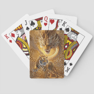 Gouden Tijger en Dragon Guardian Illustratie Pokerkaarten