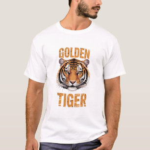 Gouden Tijger Gespleten Gezicht T-shirt