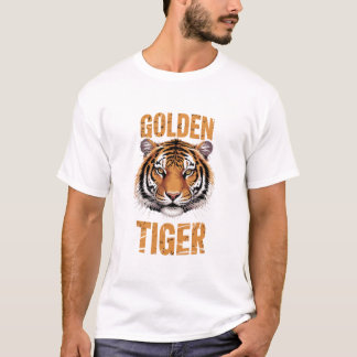 Gouden Tijger Gespleten Gezicht T-shirt
