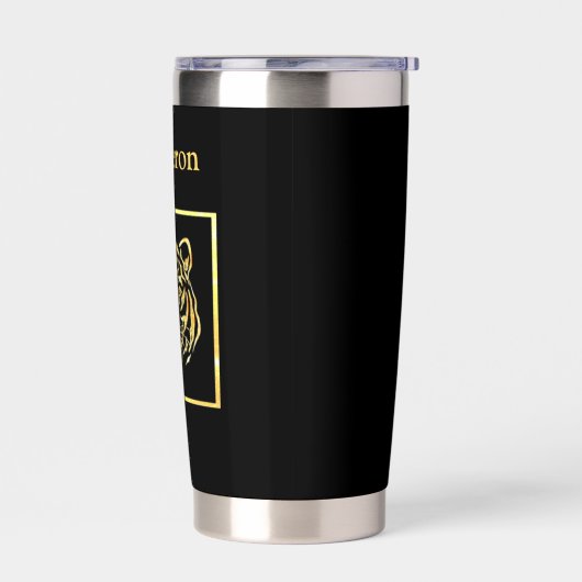 Gouden Tijger Gezicht op Zwart Geïsoleerde Drinkbeker (Links)