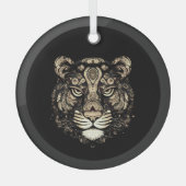 Gouden Tijger Hoofd Glas Ornament (Voorkant)