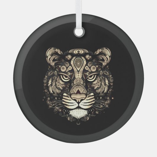 Gouden Tijger Hoofd Glas Ornament (Voorkant)