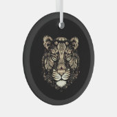 Gouden Tijger Hoofd Glas Ornament (Voorkant Rechts)