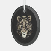 Gouden Tijger Hoofd Glas Ornament (Voorkant links)