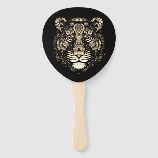 Gouden Tijger Hoofd Handwaaier (Achterkant)