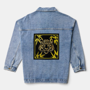 Gouden tijger ingelijst door bamboe denim jas jacket