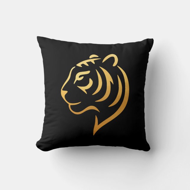 Gouden Tijger – Japanse Minimalist Kussen (Voorkant)