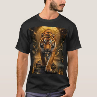 Gouden Tijger Luxe Wilde Natuur Kunst T-shirt