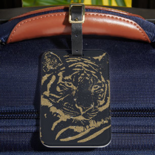 Gouden tijger zwart ontwerp bagagelabel