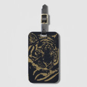 Gouden tijger zwart ontwerp bagagelabel (Voorkant (verticaal))