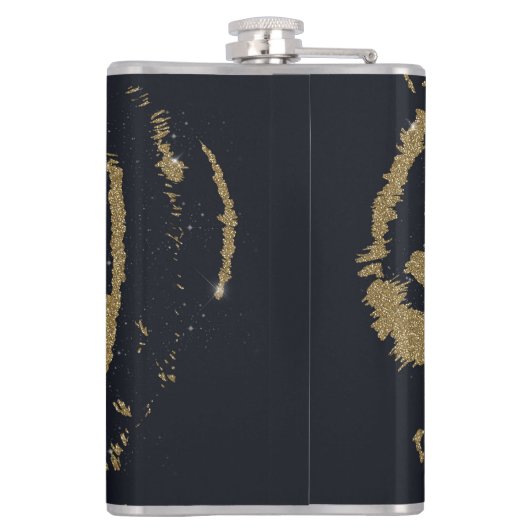 Gouden tijger zwart ontwerp heupfles (Achterkant)