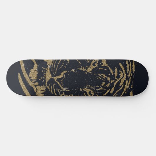 Gouden tijger zwart ontwerp persoonlijk skateboard (Horizontaal)