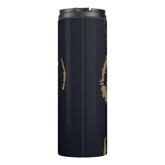 Gouden tijger zwart ontwerp thermosbeker (Achterkant)
