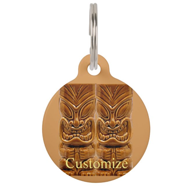 Gouden Tiki Beeld Thunder_Cove Huisdierpenning (Voorkant)