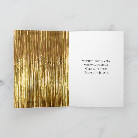 Gouden Tinsel Vrolijke Kerstboom Kaart (Binnen)