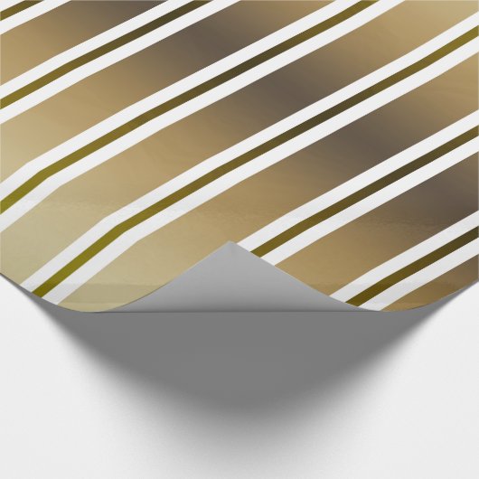 Gouden tinten en witte strepen cadeaupapier (Hoek)