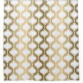 Gouden tinten & geometrisch patroon op wit douchegordijn (Voorkant)