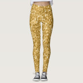 Gouden tinten Glitter Textuur Print Leggings (Voorkant)